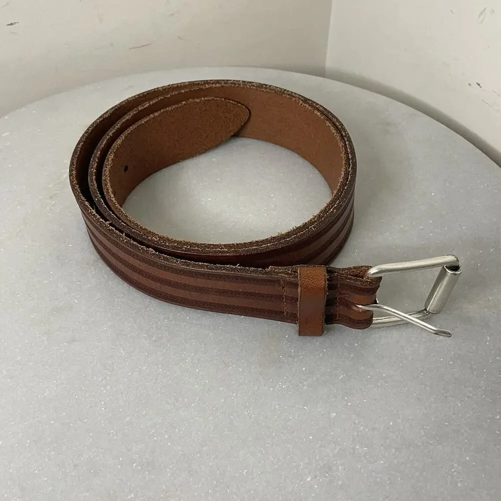 Maus & Hoffman Belt Men Genuine Leather Brown Sz 44 Designer